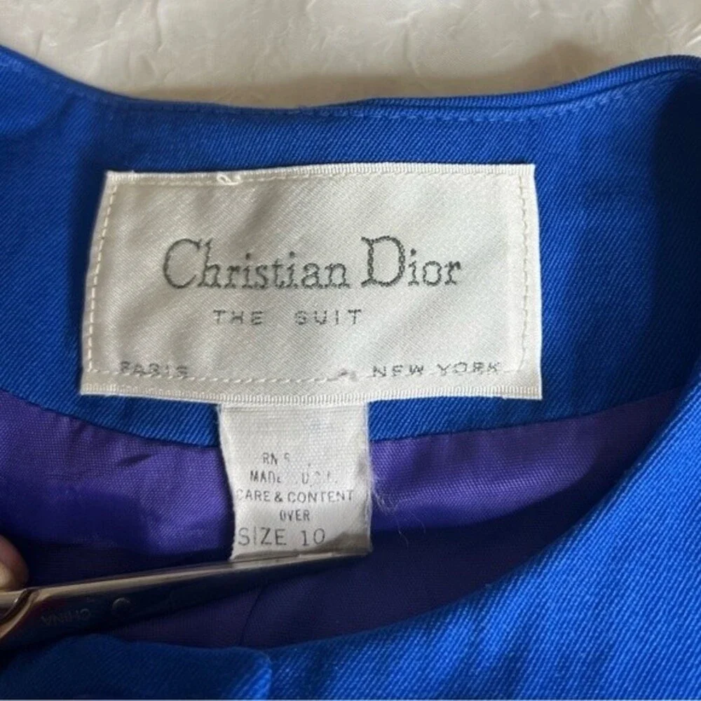 Vintage CHRISTIAN DIOR the Suit Women’s Royal Blue Size 10 100% Wool